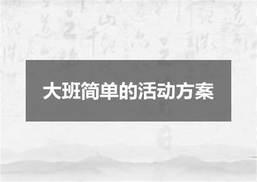 大班简单的活动方案