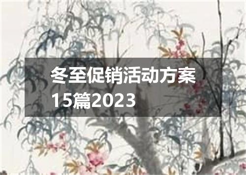 冬至促销活动方案15篇2023