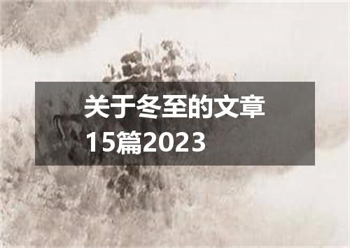 关于冬至的文章15篇2023