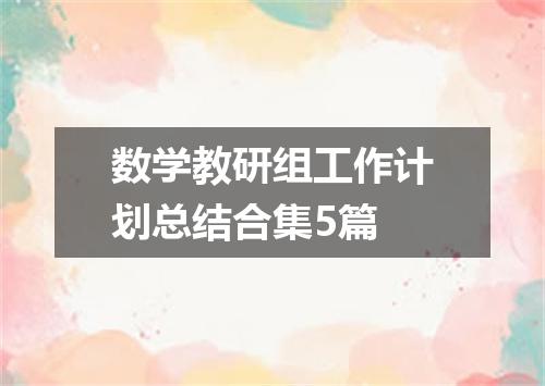 数学教研组工作计划总结合集5篇
