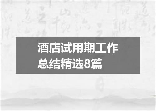 酒店试用期工作总结精选8篇