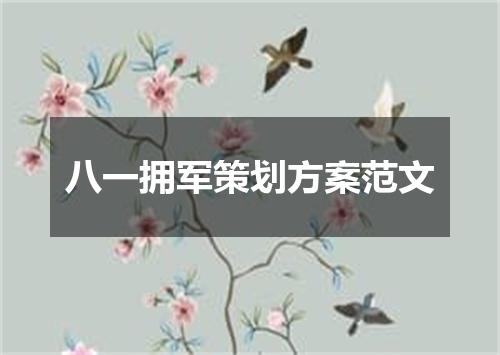 八一拥军策划方案范文