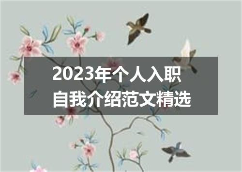 2023年个人入职自我介绍范文精选
