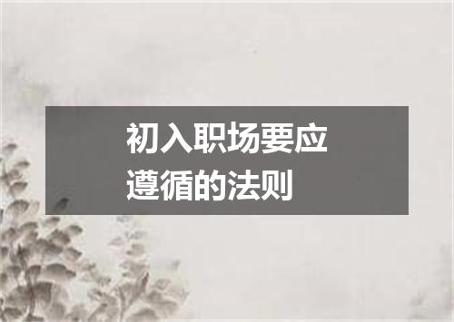 初入职场要应遵循的法则