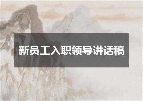 新员工入职领导讲话稿