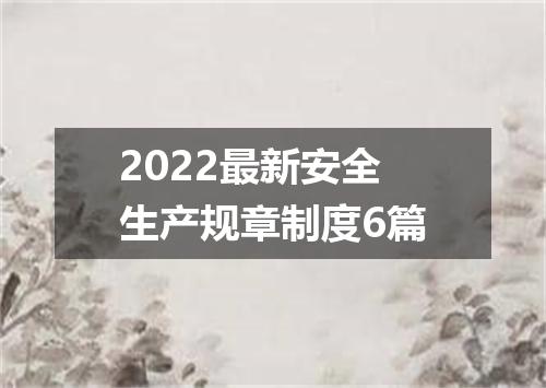 2022最新安全生产规章制度6篇