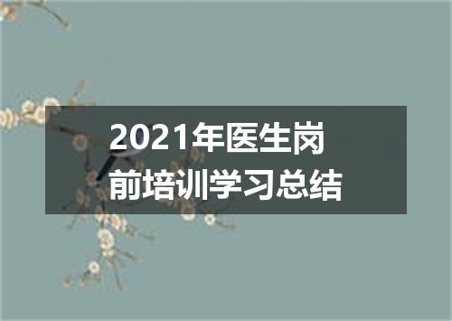 2021年医生岗前培训学习总结