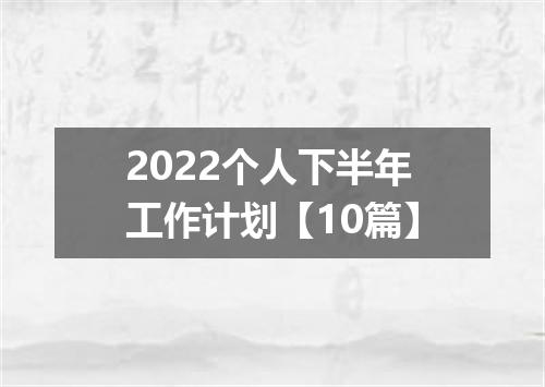 2022个人下半年工作计划【10篇】