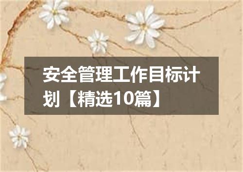 安全管理工作目标计划【精选10篇】