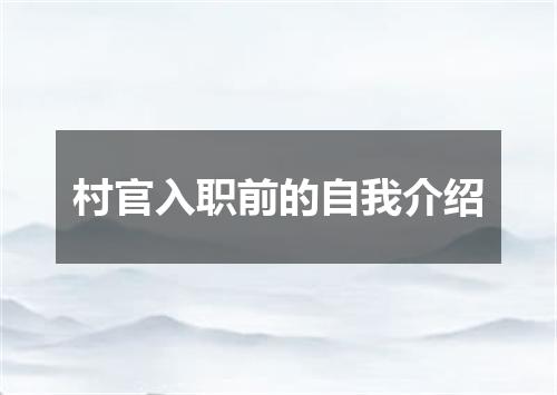 村官入职前的自我介绍