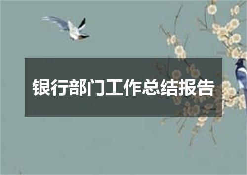银行部门工作总结报告