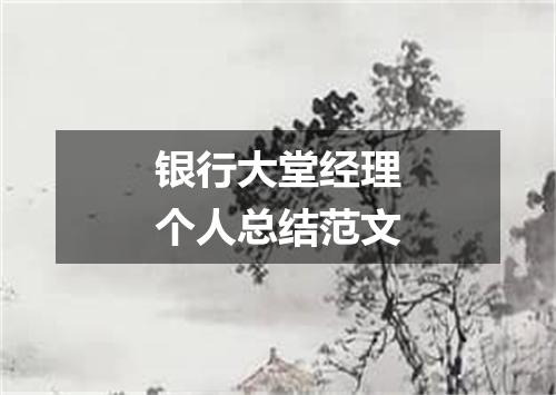 银行大堂经理个人总结范文