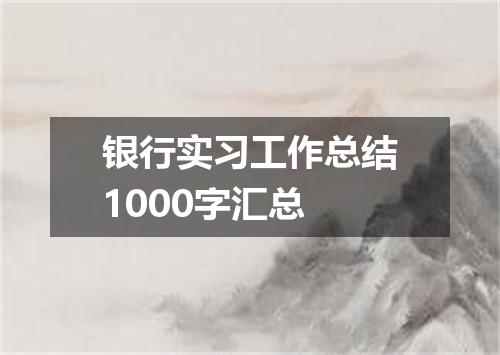 银行实习工作总结1000字汇总