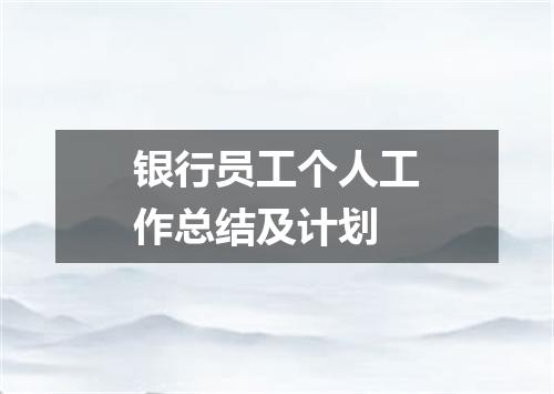 银行员工个人工作总结及计划