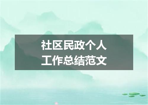 社区民政个人工作总结范文