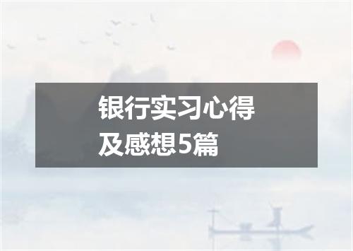 银行实习心得及感想5篇