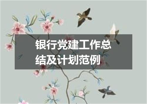 银行党建工作总结及计划范例