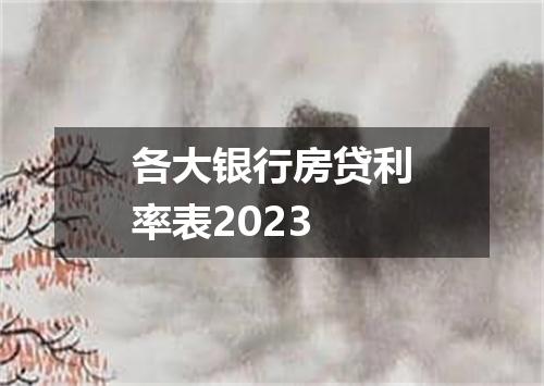 各大银行房贷利率表2023
