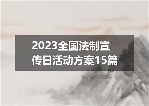2023全国法制宣传日活动方案15篇
