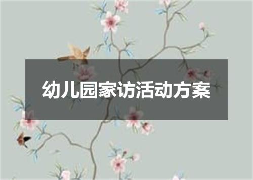幼儿园家访活动方案