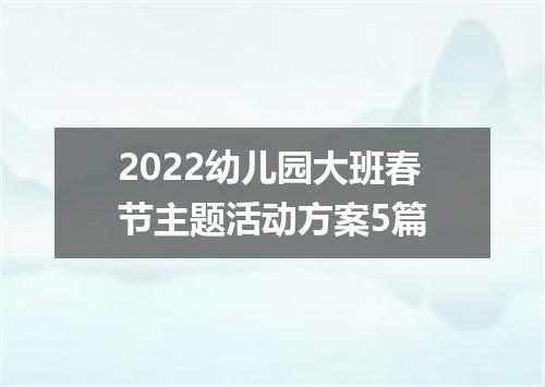 2022幼儿园大班春节主题活动方案5篇