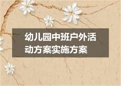 幼儿园中班户外活动方案实施方案