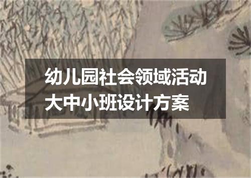 幼儿园社会领域活动大中小班设计方案