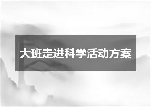 大班走进科学活动方案
