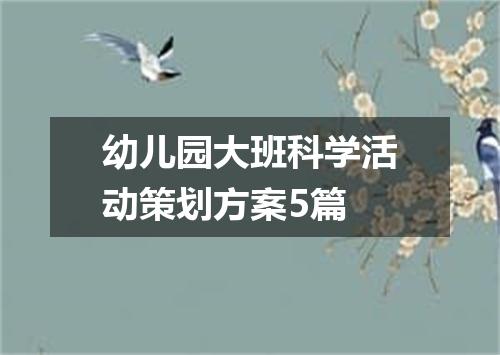 幼儿园大班科学活动策划方案5篇