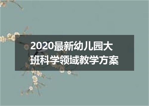 2020最新幼儿园大班科学领域教学方案