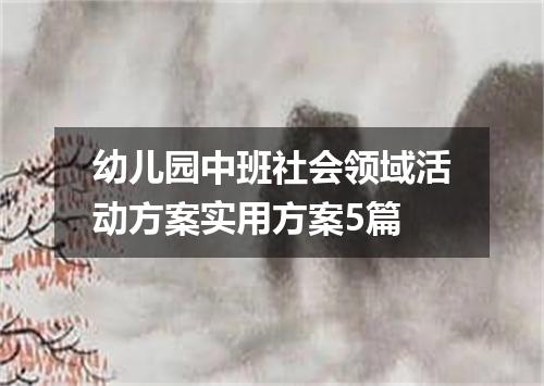 幼儿园中班社会领域活动方案实用方案5篇