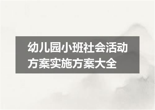 幼儿园小班社会活动方案实施方案大全