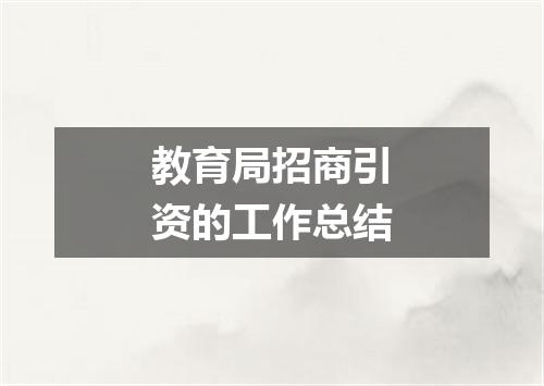 教育局招商引资的工作总结