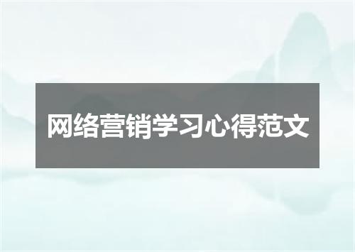 网络营销学习心得范文
