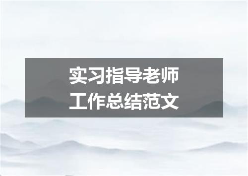 实习指导老师工作总结范文