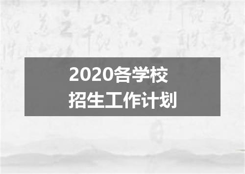 2020各学校招生工作计划