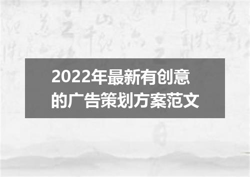 2022年最新有创意的广告策划方案范文