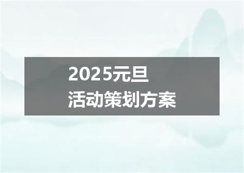 2025元旦活动策划方案