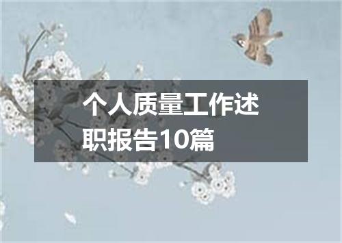 个人质量工作述职报告10篇