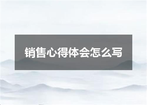 销售心得体会怎么写