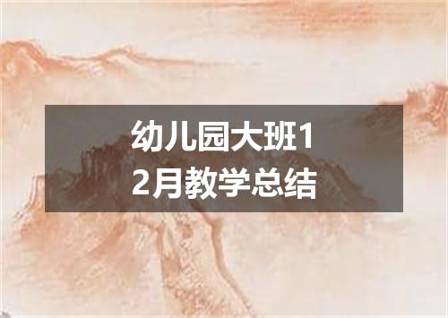 幼儿园大班12月教学总结