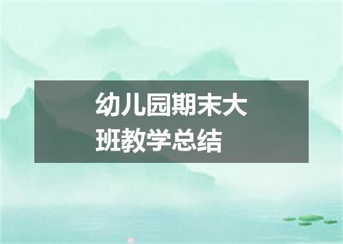 幼儿园期末大班教学总结