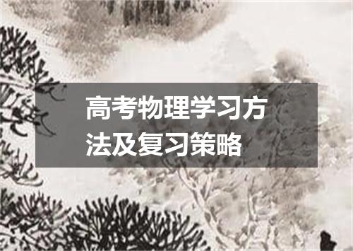 高考物理学习方法及复习策略