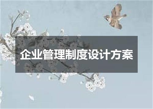 企业管理制度设计方案