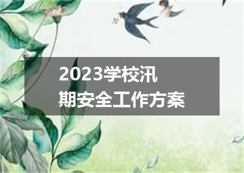 2023学校汛期安全工作方案