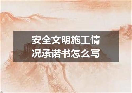 安全文明施工情况承诺书怎么写