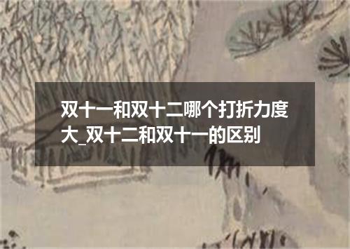 双十一和双十二哪个打折力度大_双十二和双十一的区别