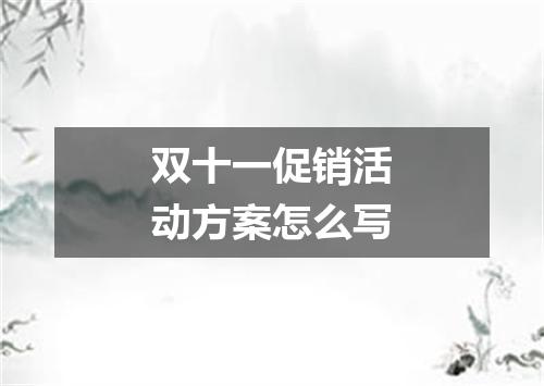 双十一促销活动方案怎么写