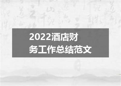 2022酒店财务工作总结范文