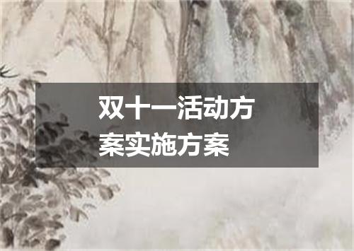 双十一活动方案实施方案